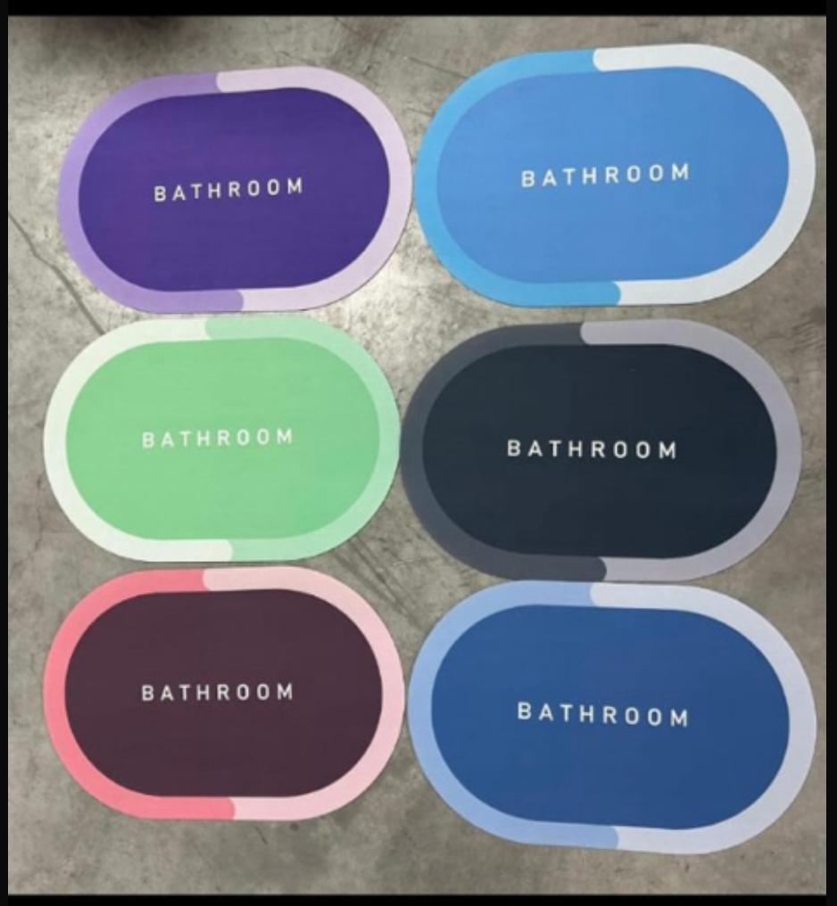 Drpshippr premium silicone floor mat in bathroom, soft and super absorbent doormat with cushioned design and non-slip surface.