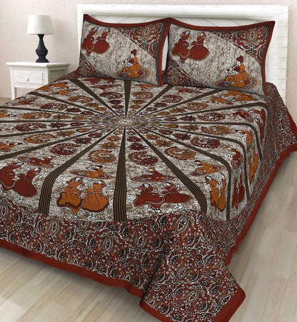 Printed cotton double bedsheet from Drpshippr with colorful floral pattern, soft fabric, and intricate printed design.