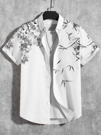 Printed half-sleeves stylish men's shirt from Drpshippr, featuring vibrant patterns and casual fit in the men's collection.