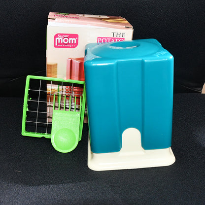 Wukusy Supermom Potato Chipper Cutter for home kitchen use, showing stainless steel blades and hand-operated design.