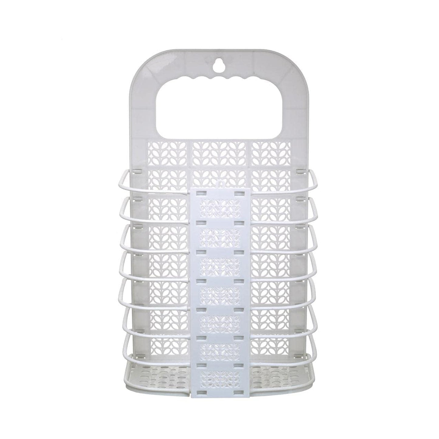 Wukusy 8145 wall hanging laundry basket with clothes hanger and storage hook, ideal for bathroom or laundry room clothes organization