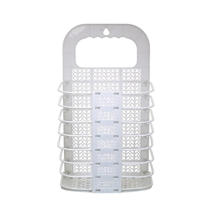 Wukusy 8145 wall hanging laundry basket with clothes hanger and storage hook, ideal for bathroom or laundry room clothes organization