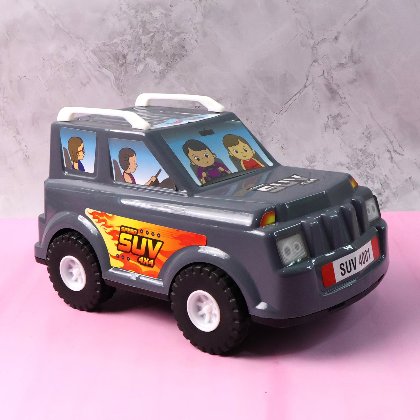 Wukusy Funwoods Kids Power SUV toy car for children, featuring a colorful plastic design and realistic vehicle details.