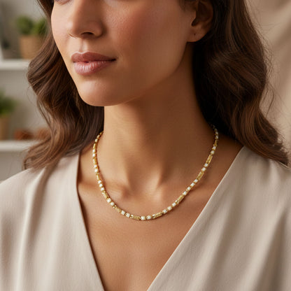 Gold-tone designer chain necklace from Wukusy featuring a sleek, stylish chain with a polished finish.