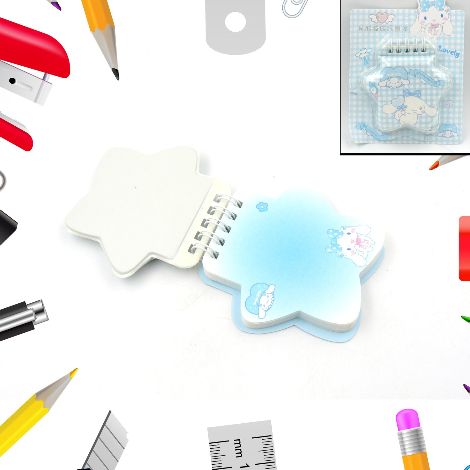 Wukusy cartoon mini pocket diary with colorful printed pages, featuring playful shapes perfect for travel or personal note-taking.