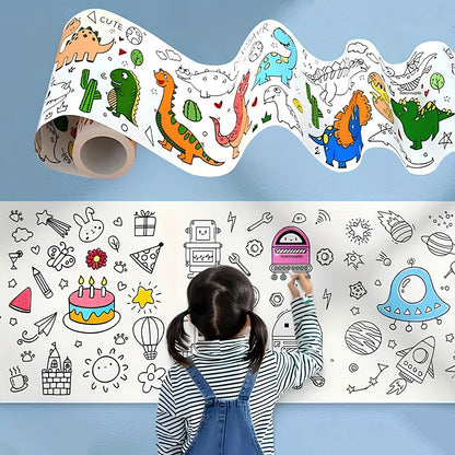Wukusy Fun and Educational Coloring Roll toy with colorful illustrations on a roll, designed for kids' creative fun and learning.