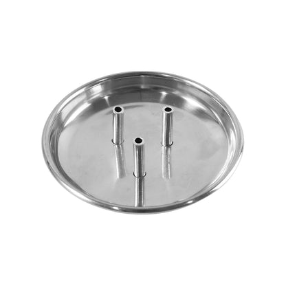 Stainless steel Lotus Agarbatti stand with triple stick holder by Wukusy, designed to hold incense sticks securely.