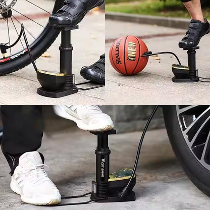 Wukusy portable high pressure foot air pump with needle for inflating sports balls and inflatables, compact home improvement tool
