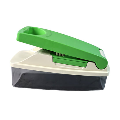 Wukusy Supermom Quick Nicer Dicer multipurpose vegetable and fruit chopper with stainless steel blades and compact design.