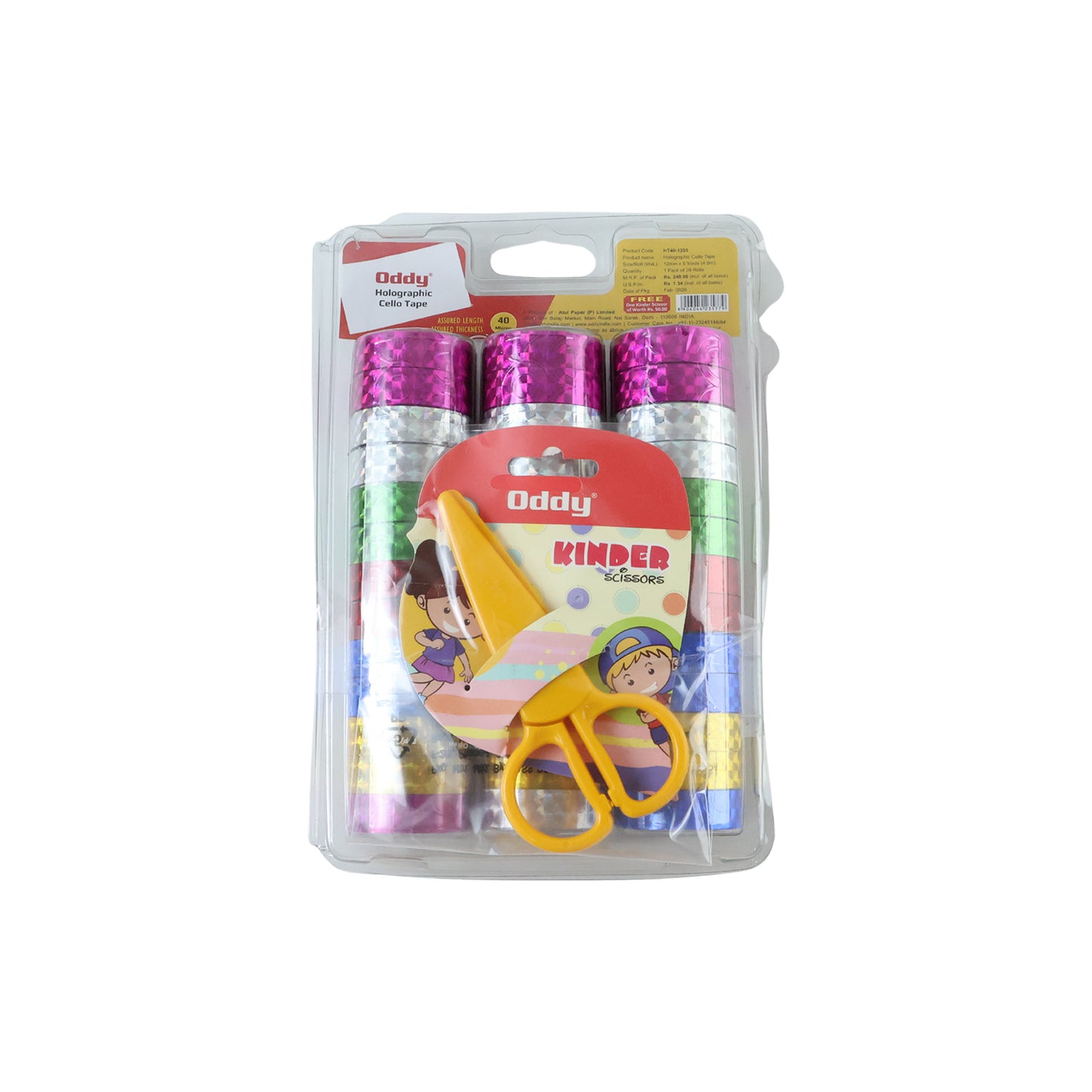Wukusy holographic decorative tape set with 39 colorful rolls and scissors for craft and gift wrapping projects.