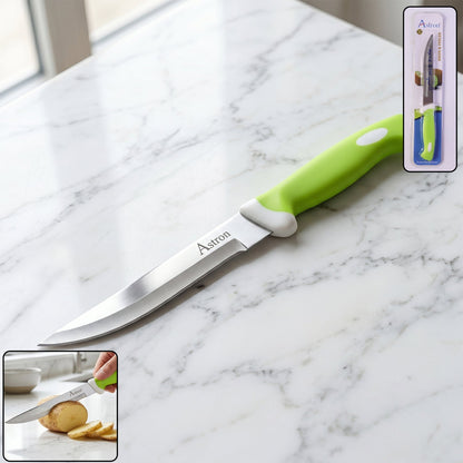 Wukusy 9-inch stainless steel kitchen knife with plastic handle, designed for versatile cutting and food preparation.
