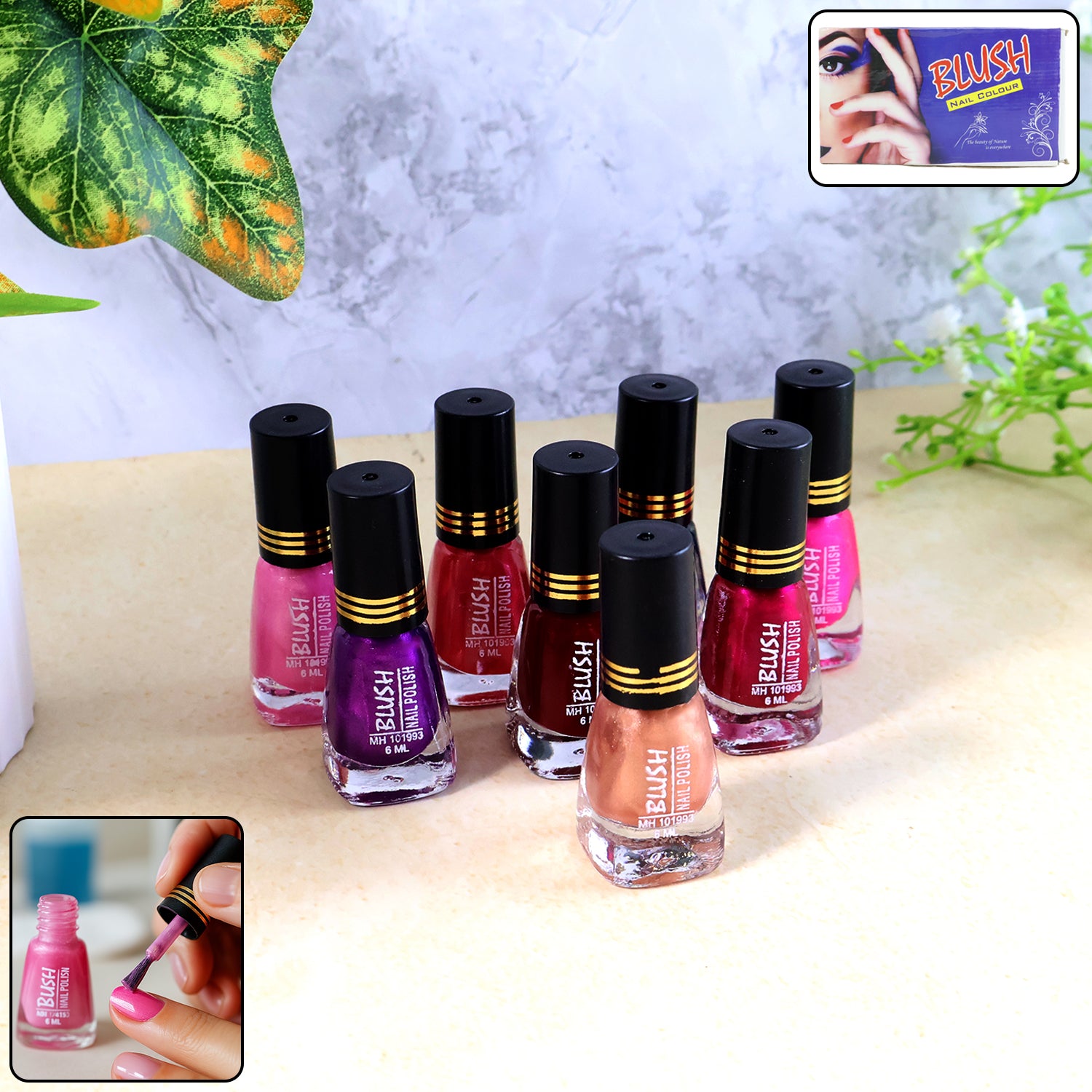 Wukusy Blush Dark Mini Nail Polish in mix of colors, 6ml bottle, showcasing vibrant shades and glossy finish for healthy nails.