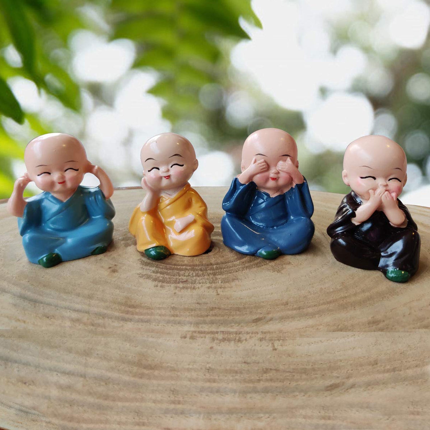 Wukusy Baby Buddha 4-piece set and show piece, decorative toys for house, office, and official decor arrangements.