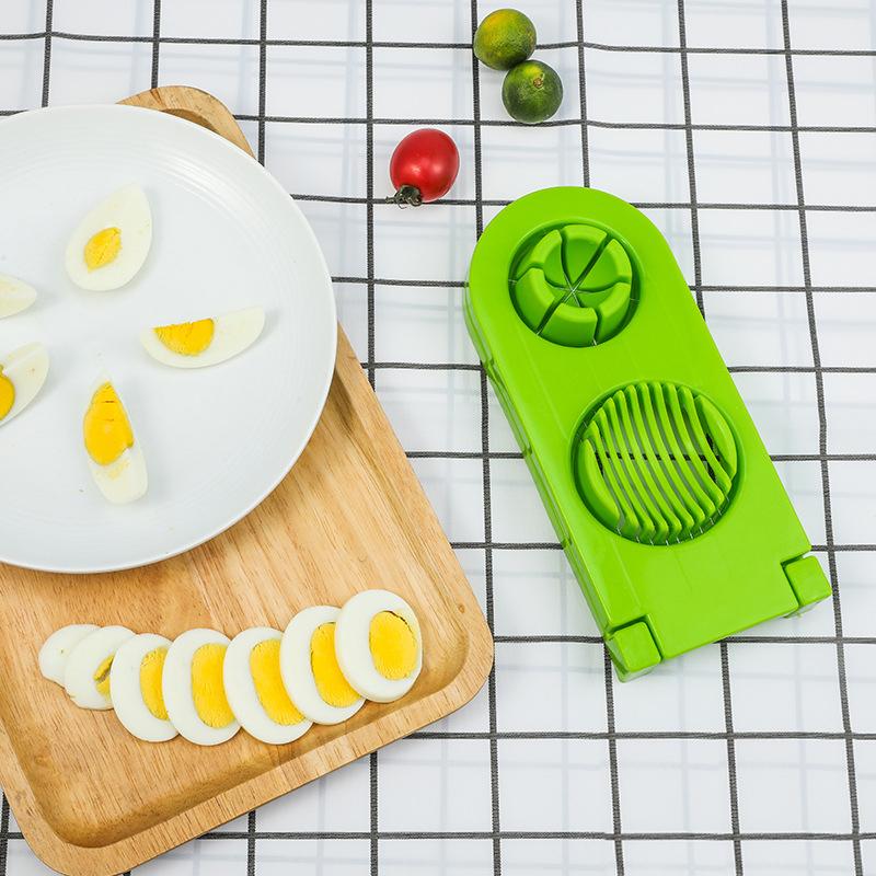 Wukusy 2555 multi-segment 2-in-1 egg cutter and slicer kitchen tool with stainless steel blades on a white background.