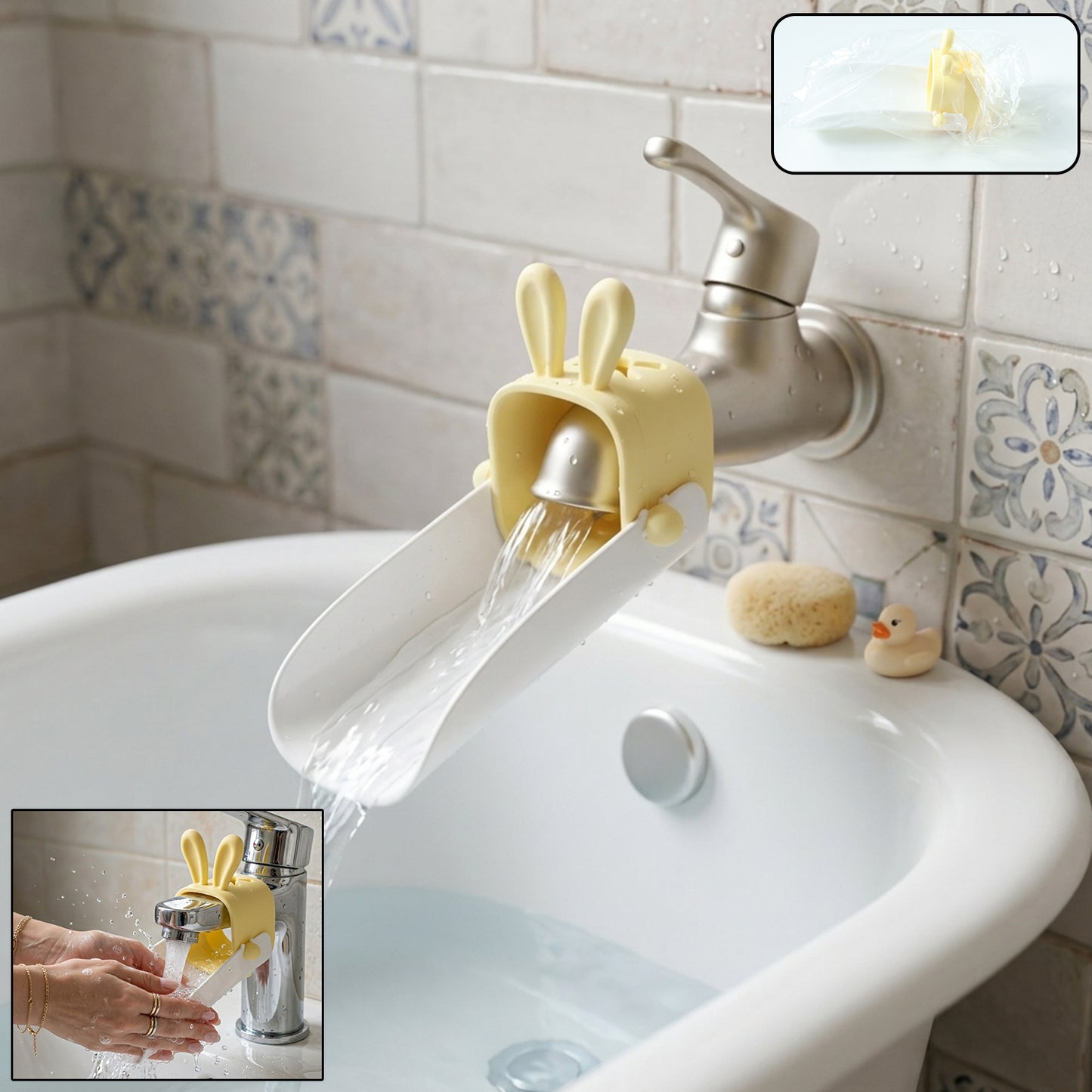 Wukusy cute faucet water tap extender for kids, plastic attachment with colorful design, easy to attach and use for children