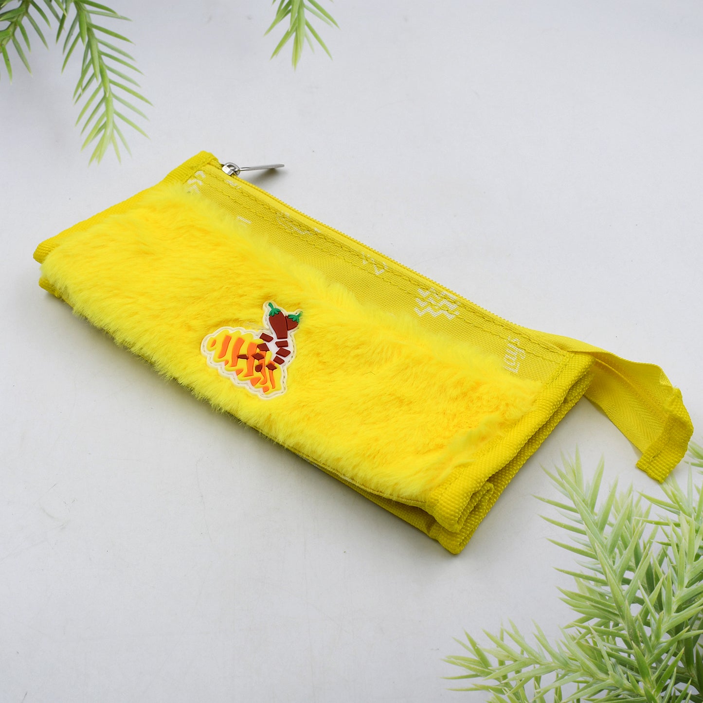 Wukusy 7046 smart design double pocket reusable washable pouch with zipper, large capacity for pens, pencils, and stationery.