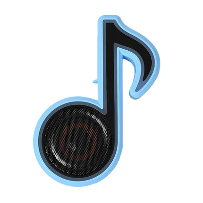 Wukusy 6068 mini portable music note-shaped speaker with colorful LED lighting, ideal for creative gifts and computer or phone sound.