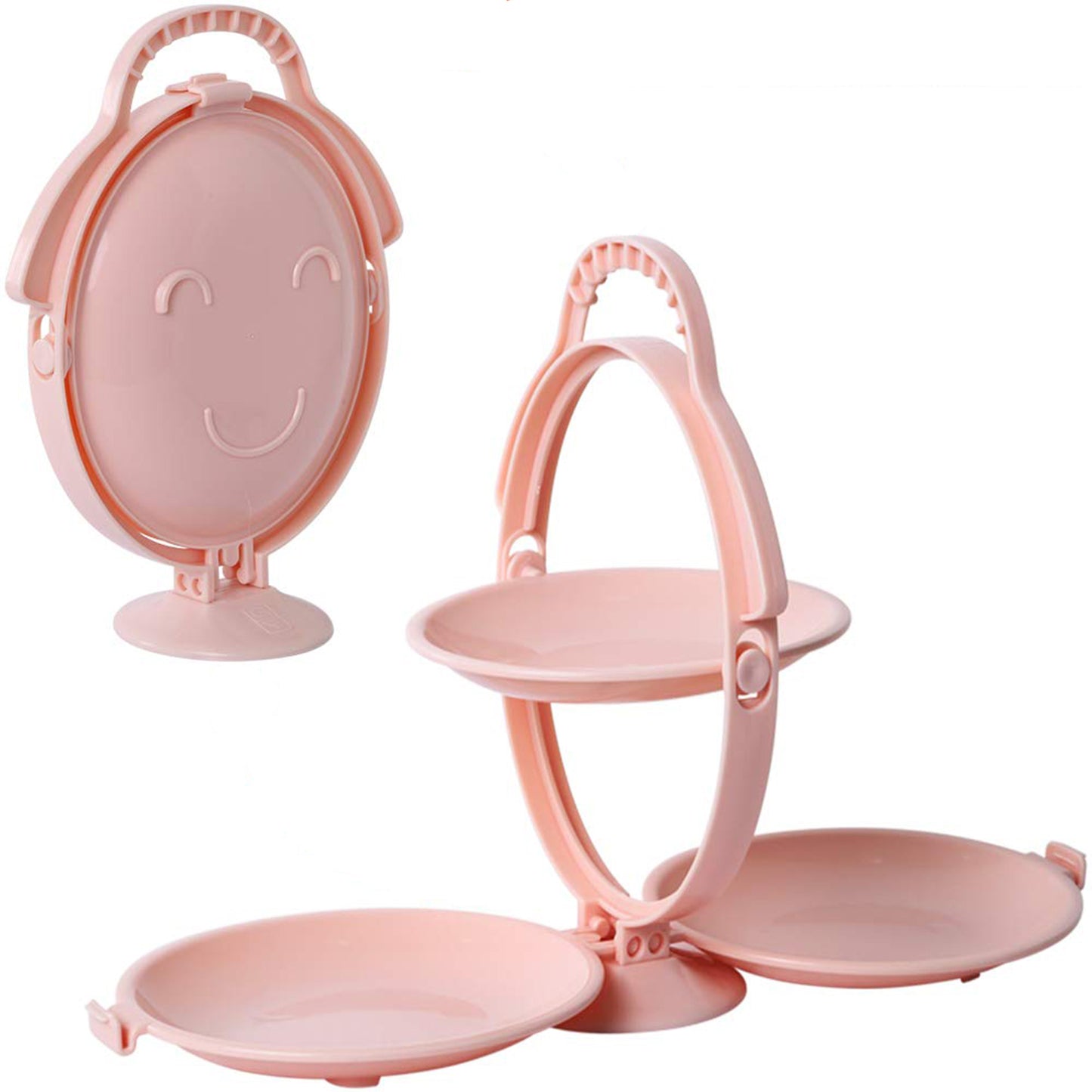 Wukusy 3-layer foldable multi-purpose snack and dessert serving stand with stacked trays for fruit and treats.