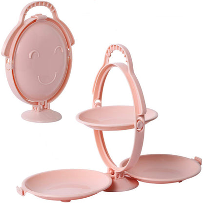 Wukusy 3-layer foldable multi-purpose snack and dessert serving stand with stacked trays for fruit and treats.