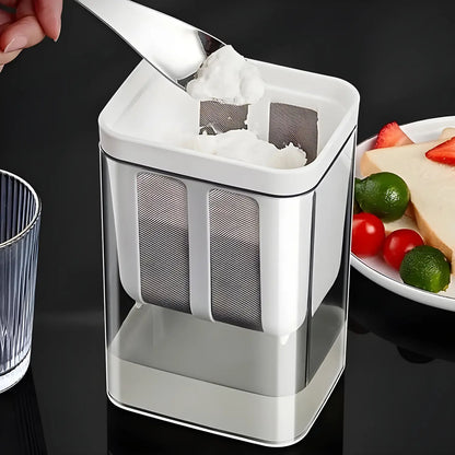 Wukusy 2-in-1 yogurt and Greek yogurt maker with stainless steel lid and digital control panel for easy homemade yogurt preparation.