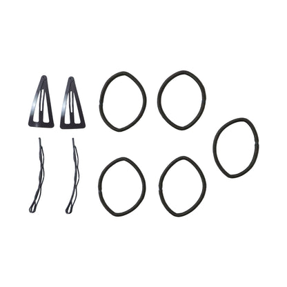 Wukusy multipurpose hair styling accessories set with hair clips, elastics, and pins on a white background.