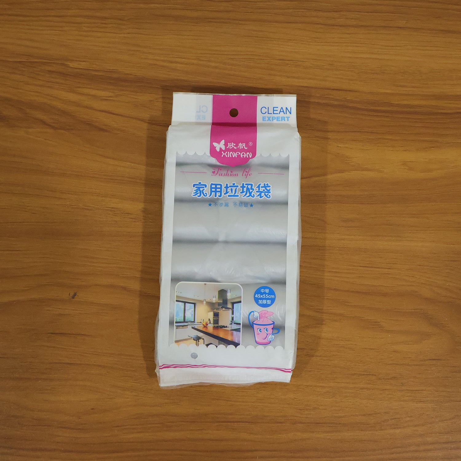 Set of six Wukusy multipack garbage bags rolls, 45x55 cm, with clear plastic bags for waste disposal.