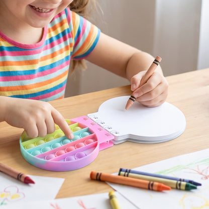 Wukusy Mini Pop It Diary fidget notebook for kids with rainbow silicone bubble popper, colorful and portable for sensory play.