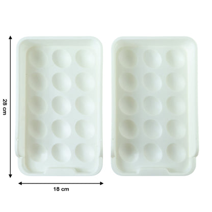Wukusy plastic egg storage tray holder set with two durable, lightweight trays for organizing eggs safely in the kitchen.