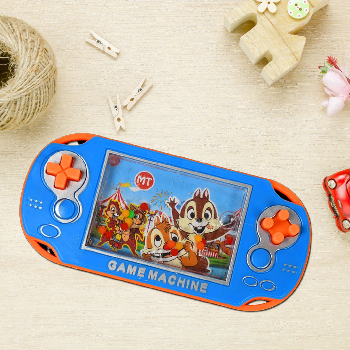 Children's handheld water squeeze game toy by Wukusy, featuring colorful water game machine for kids' fun and educational play.