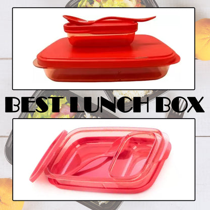 Wukusy 2879 Seal Rectangular Lunch Box with two containers, durable plastic, and secure lid for meal storage and transport