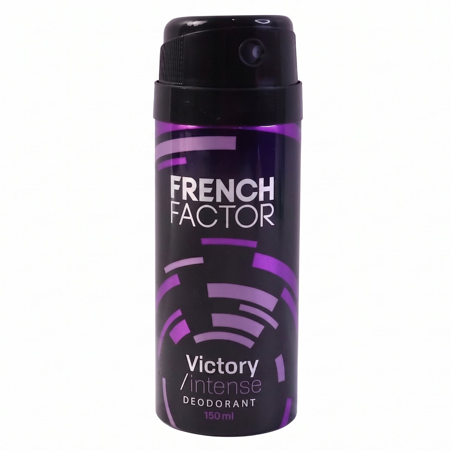 Wukusy French Factor Victory Intense deodorant body spray, 150ml bottle, showcasing sleek packaging and spray nozzle.
