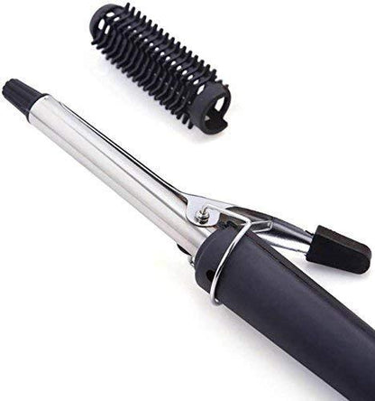 Black Wukusy 1343 hair curling iron rod for women, showcasing the curling barrel and ergonomic handle.