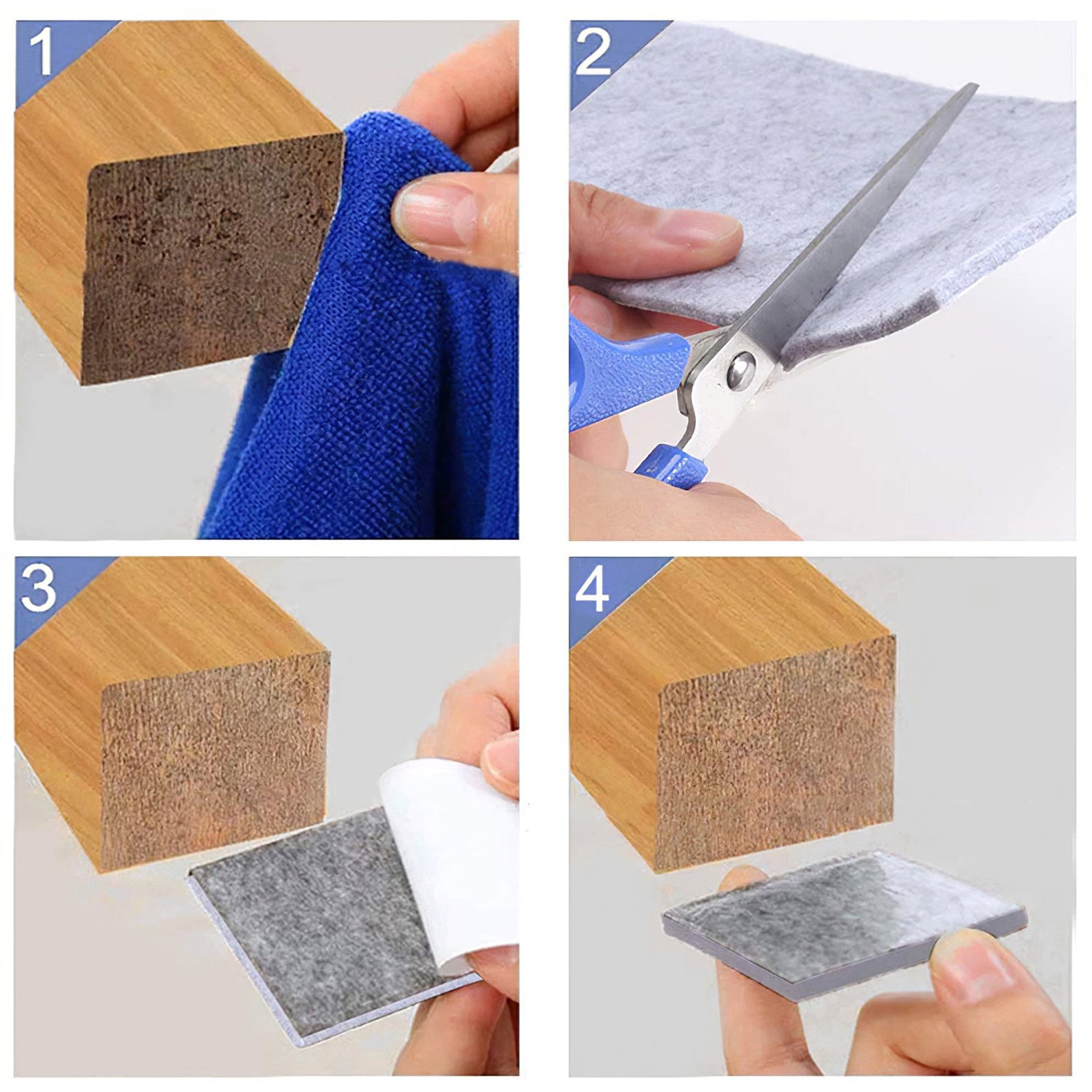 Wukusy square felt furniture pads, pack of 4, for protecting floors from furniture scratches and damage during home use