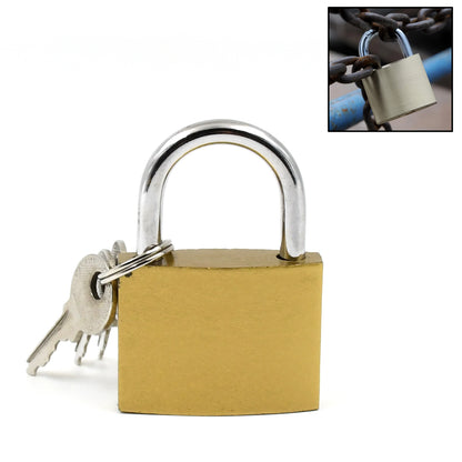 Wukusy solid 3-key padlock, 38mm, for home improvement, showing the lock with three keys attached in a close-up shot.