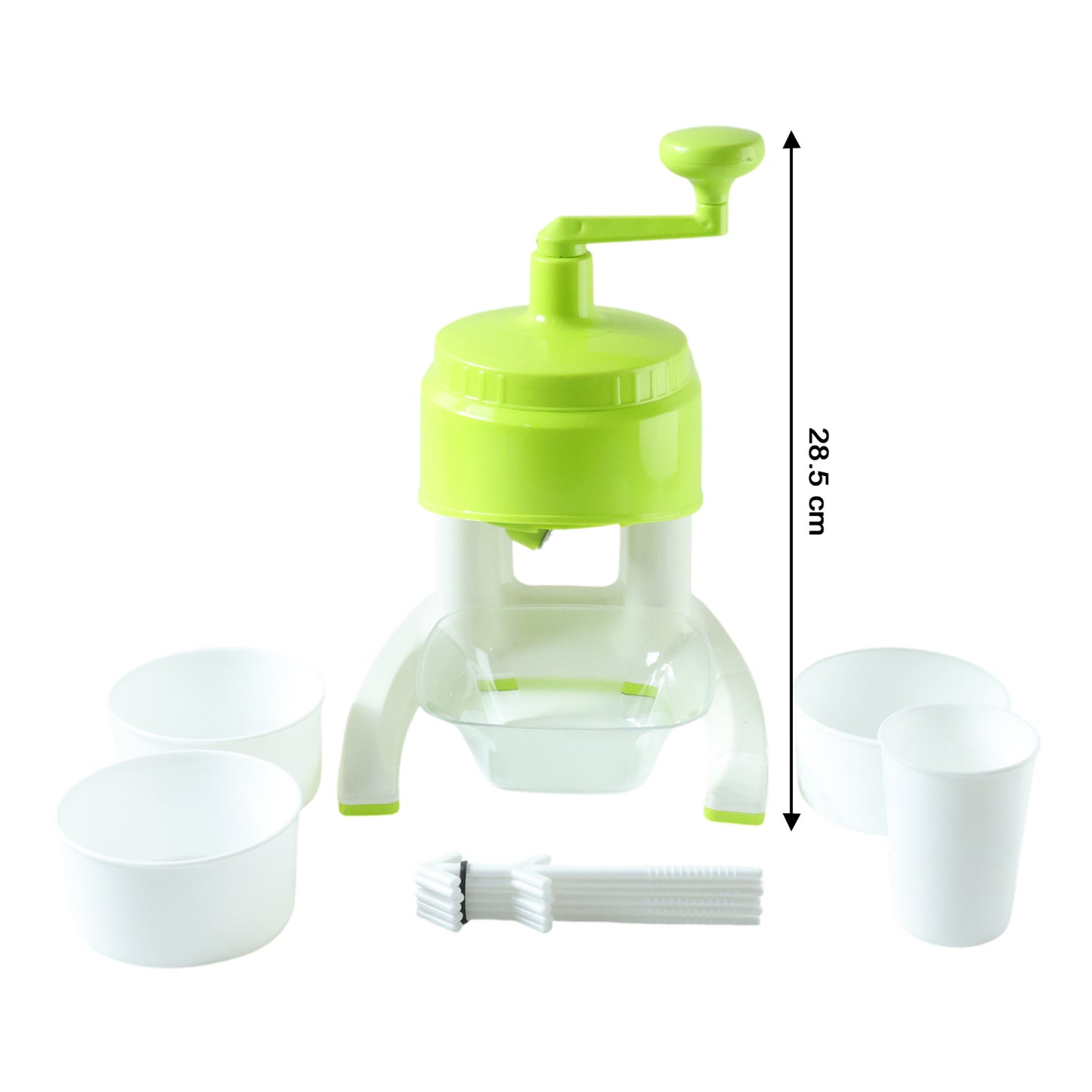 Wukusy manual hand crank ice crusher and snow maker machine in mixed colors with handle and textured surface for crushing ice.