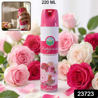 Wukusy Rose air freshener spray bottle, 220 ml, with a floral rose scent and sleek packaging.