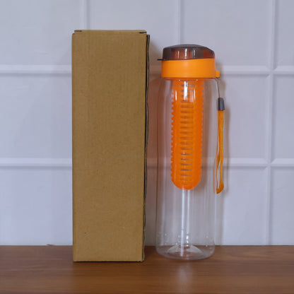 Wukusy premium 1200ml fruit infuser water bottle with clear body and black lid, showcasing fruit infusion chamber and hydration design.