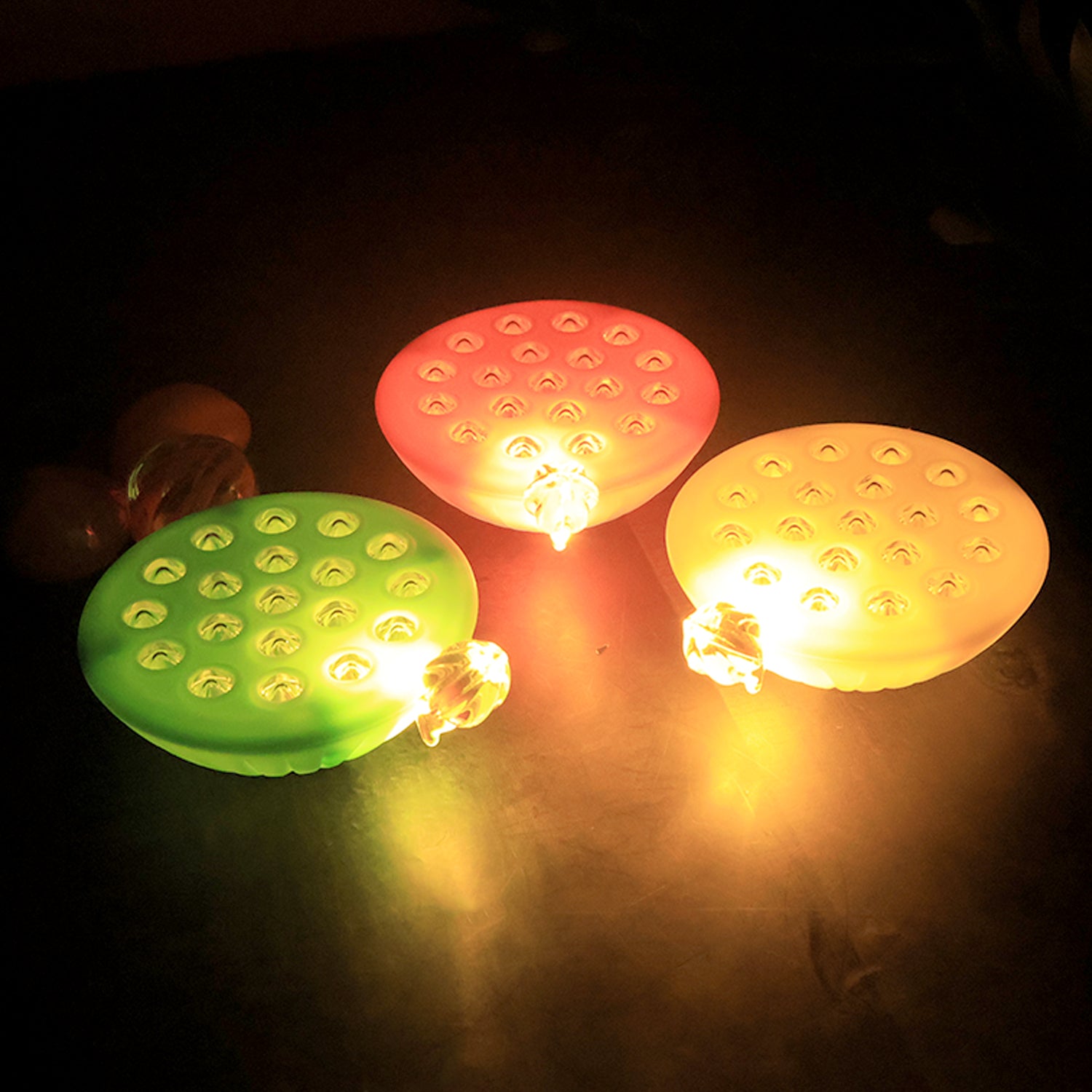 Set of 12 Wukusy Lotus Canopy LED decorative lamps for home decor, featuring intricate lotus flower designs and warm lighting.