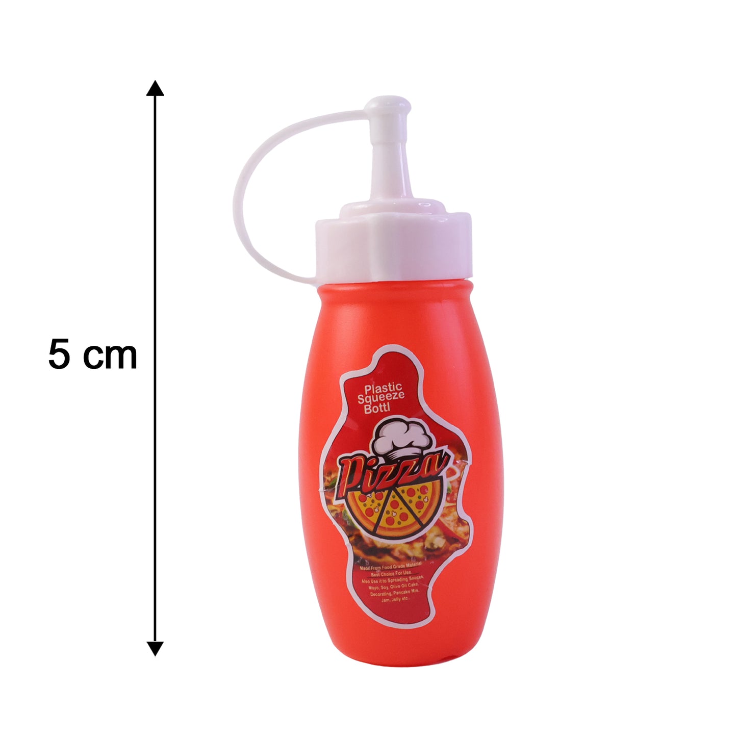 Small plastic squeeze sauce bottle for pizza, ketchup, and mayonnaise, with a nozzle for easy dispensing, by Wukusy.