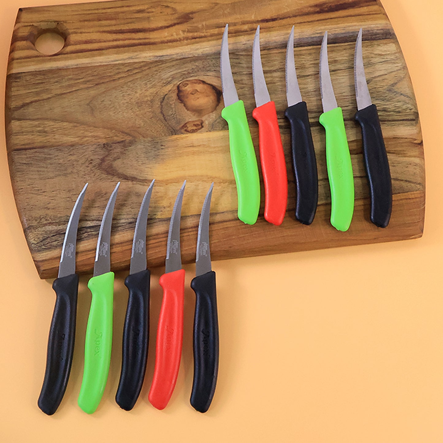 Wukusy Supermom stainless steel lemon knife set with 10 kitchen knives, ideal for slicing and preparing lemons in home kitchen.
