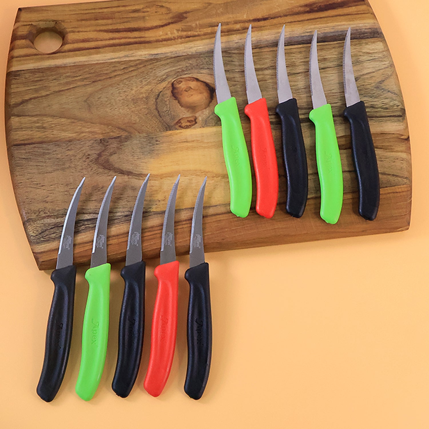 Wukusy Supermom stainless steel lemon knife set with 10 kitchen knives, ideal for slicing and preparing lemons in home kitchen.