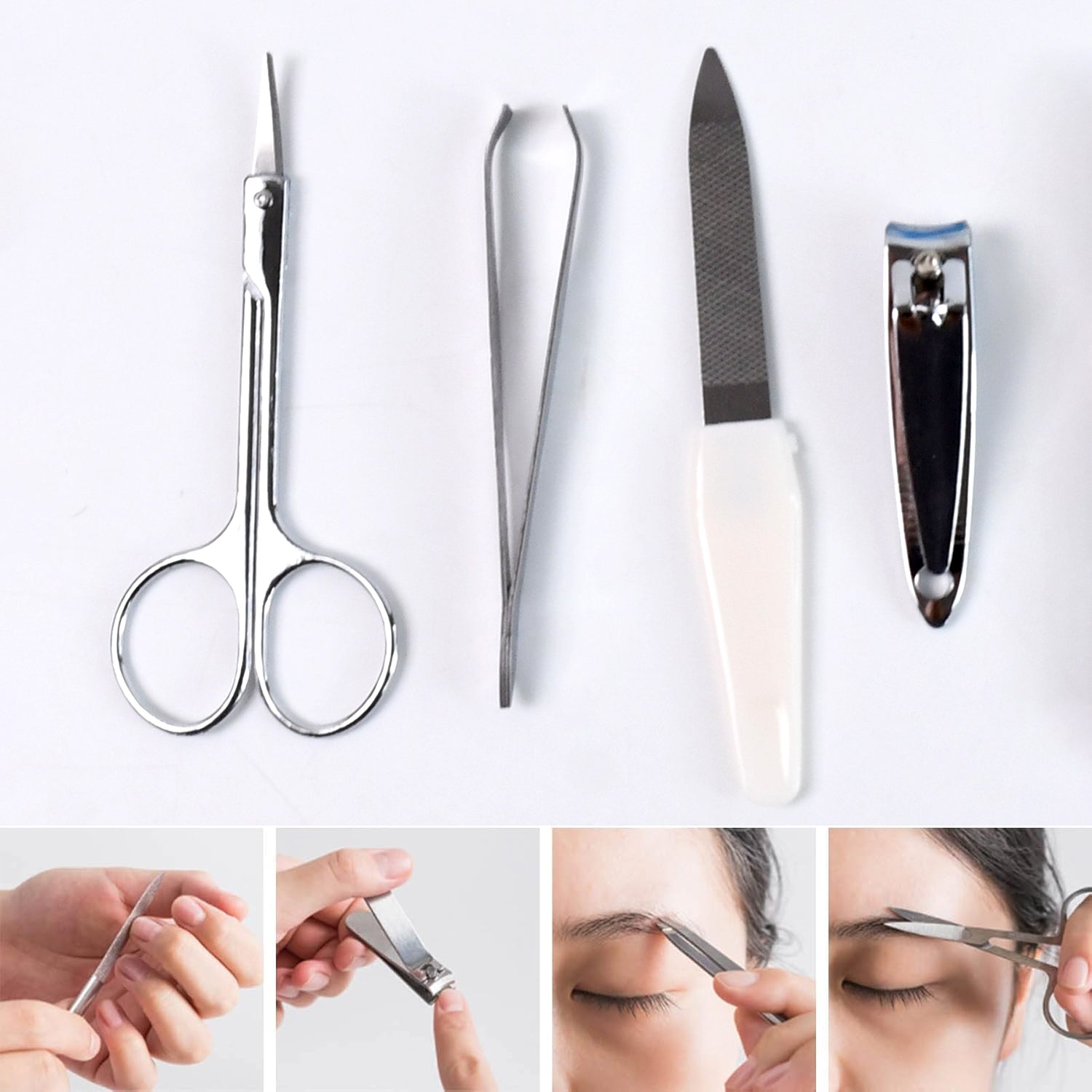 Wukusy 7-in-1 manicure set with nail clippers, scissors, tweezers, and tools for grooming and personal care.