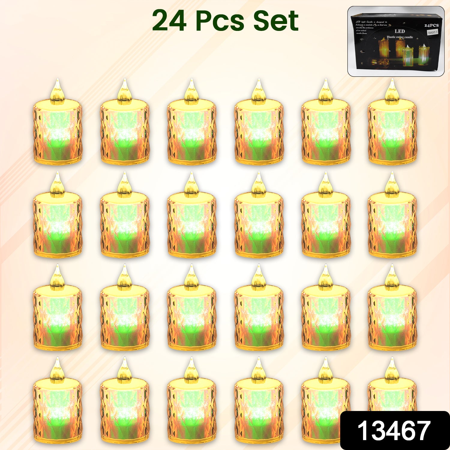 Wukusy 24-piece flameless LED tea light candles for home decor, flickering electronic candles without smoke or flame.