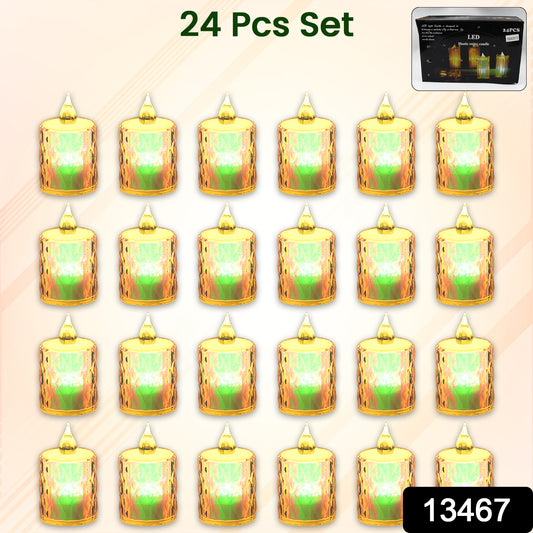 Wukusy 24-piece flameless LED tea light candles for home decor, flickering electronic candles without smoke or flame.