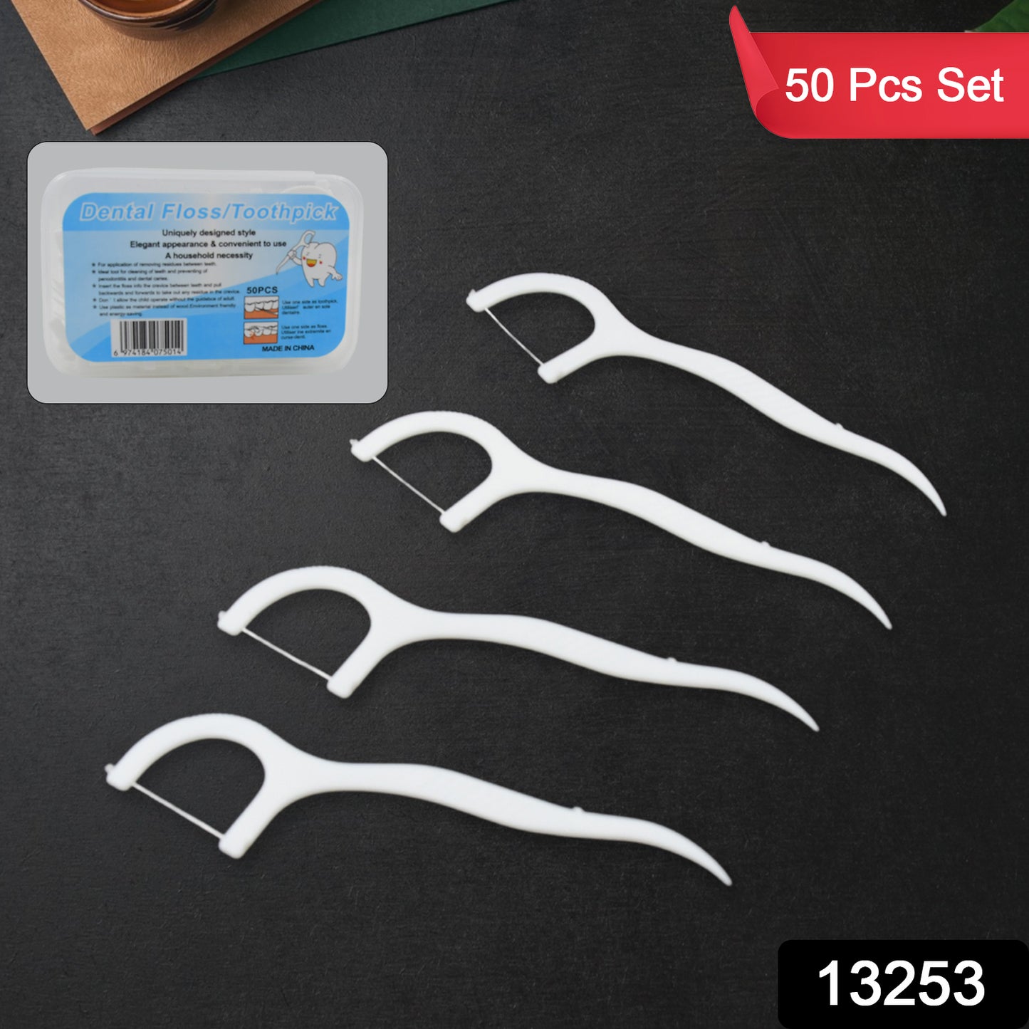 Wukusy 2-in-1 tooth picks and floss sticks set with 50 portable dental picks, designed for easy oral hygiene on the go.