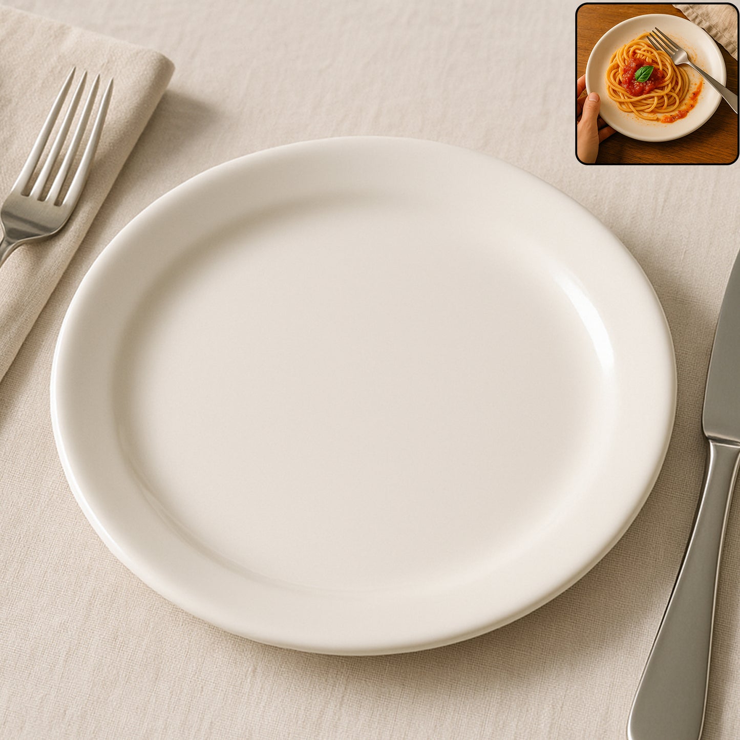 Wukusy plastic round dinner serving plate, 23 cm, ideal for home and kitchen use, with a smooth surface and durable design