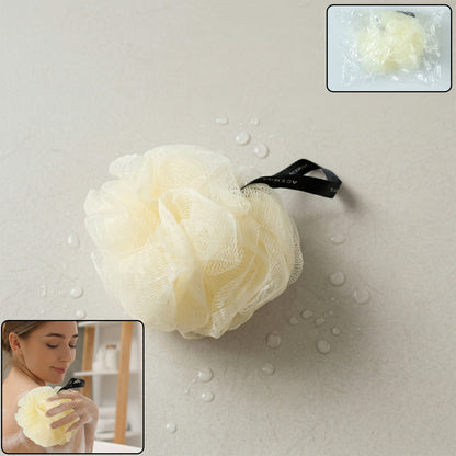 Wukusy soft mesh bath loofah scrubber for gentle exfoliation and cleansing in the shower or bath.