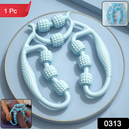 Wukusy handheld body massage roller for legs and arms, designed for muscle relaxation and muscle relief, shown in the image.