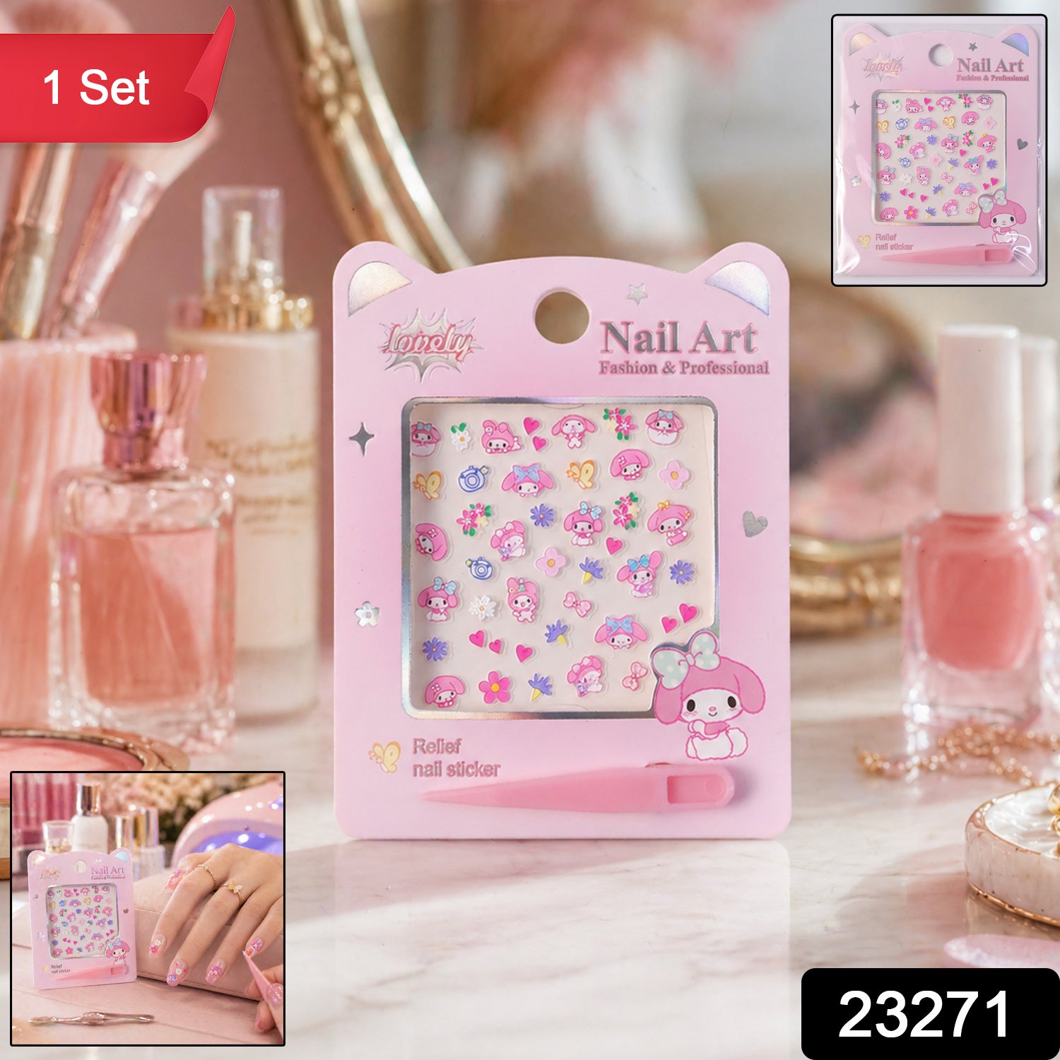 Wukusy cute cartoon nail art sticker set with colorful fun character designs for creative manicures.