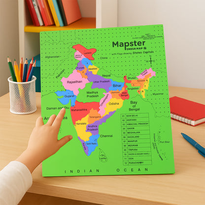 Wukusy Aditi Mapster India map EVA foam puzzle set for children, colorful educational toy for learning geography.